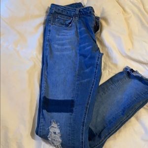 Denim jeans with patches